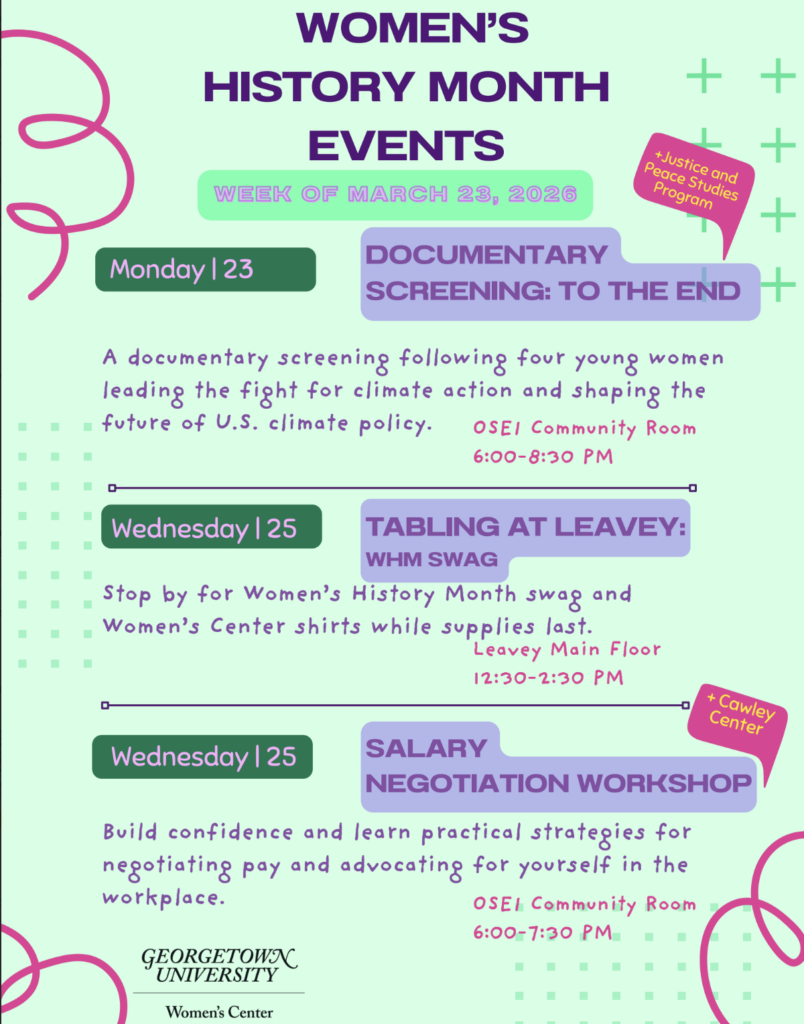 Flyer advertising the above written events for the week of March 23, 2026.